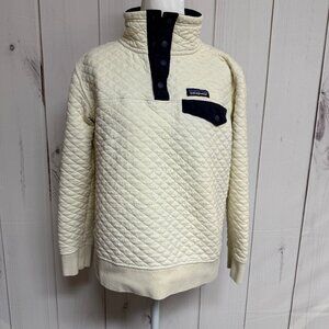 Patagonia Quilted 1/4-Snap Pullover – Cream/Ivory w/ Navy Trim – Women’s S – EUC
